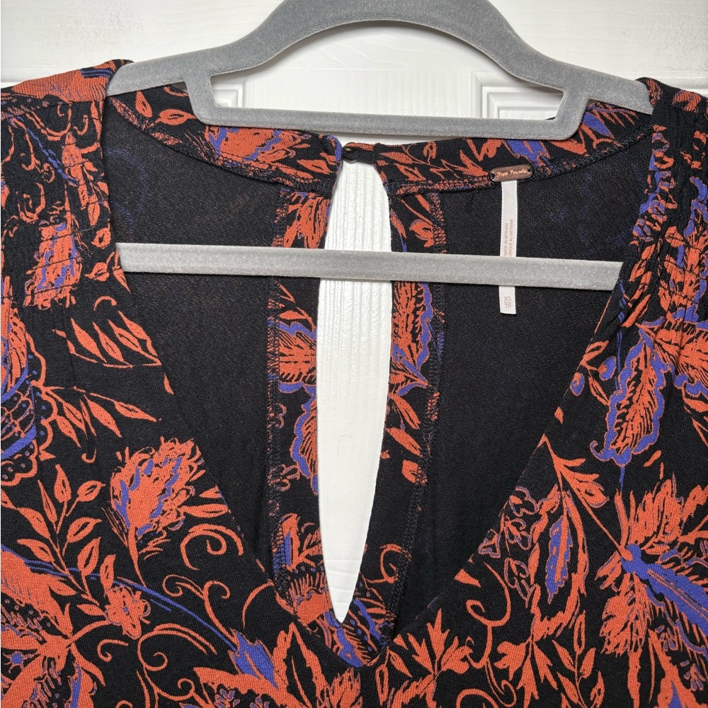 FREE PEOPLE Hello Lover Ruched Long Sleeve Printed Tunic XS - Picture 5 of 10